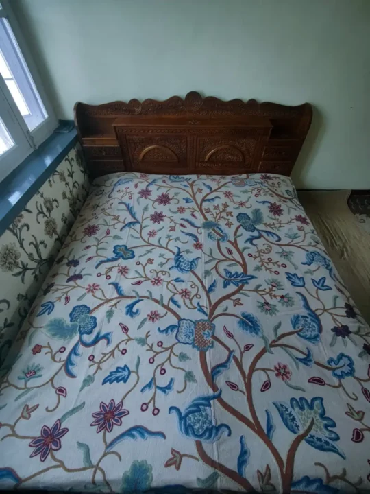 Bedsheet with Hand Done Chinar Tree Embroidery