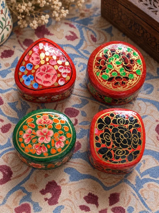 Paper Mache Ring Box 2 Inch ( Set of 4)