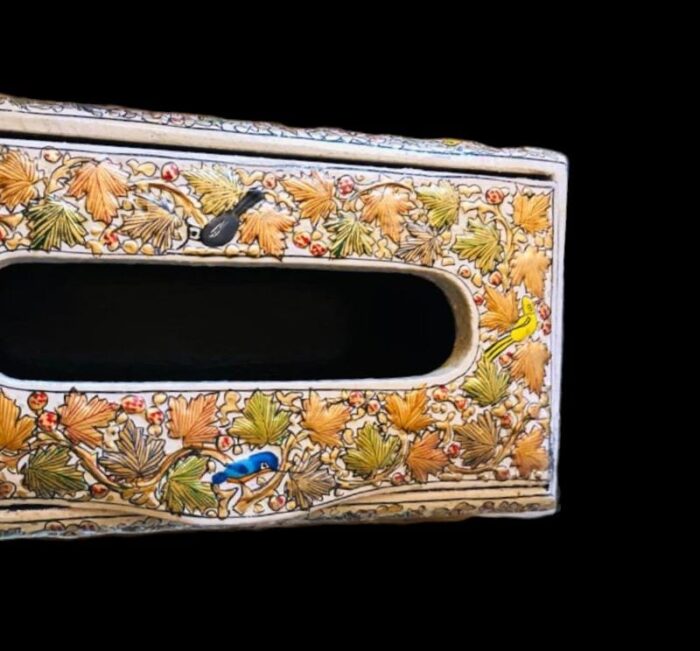Wood Tissue Box with Handwork - Image 3