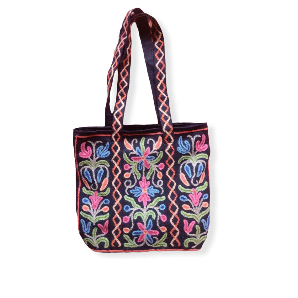 Crewel Embroidery Open Top Tote
