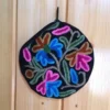 Black Handmade Crewel Round Pouch