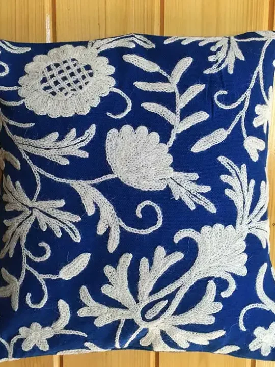 Hand Embroidered Kashmiri Crewel 12x12 Cushion Cover