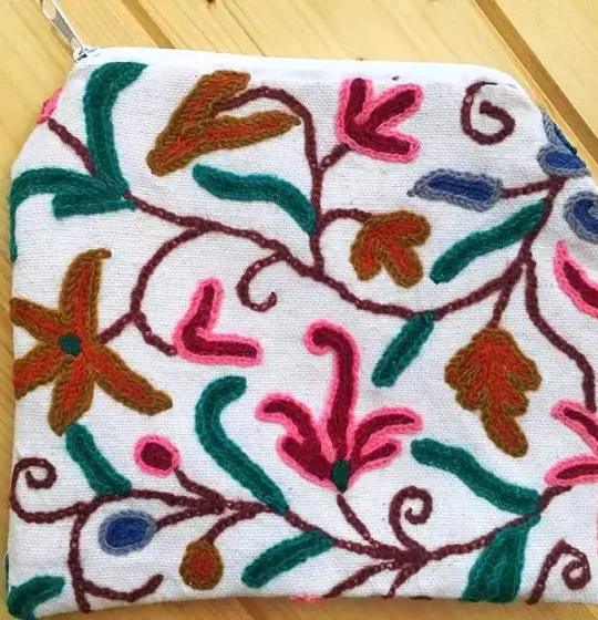 Rectangular Pouch With Hand Embroidery
