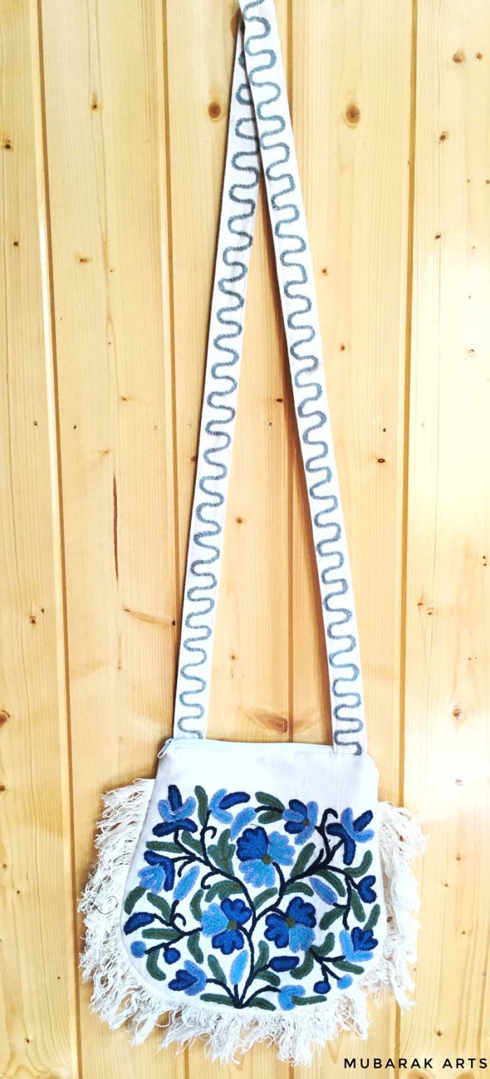 White Sling Bang With Zip and Hand Embroidery - Image 2