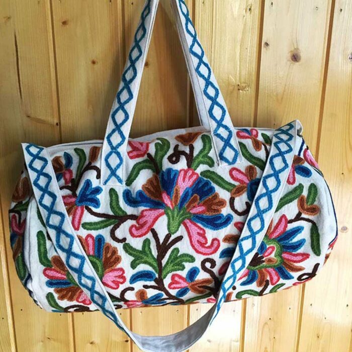 Kashmiri Crewel Embroidery Travel Bag | Medium - Image 2