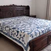 Handmade Blue Grey Crewel Embroidery Bedsheet