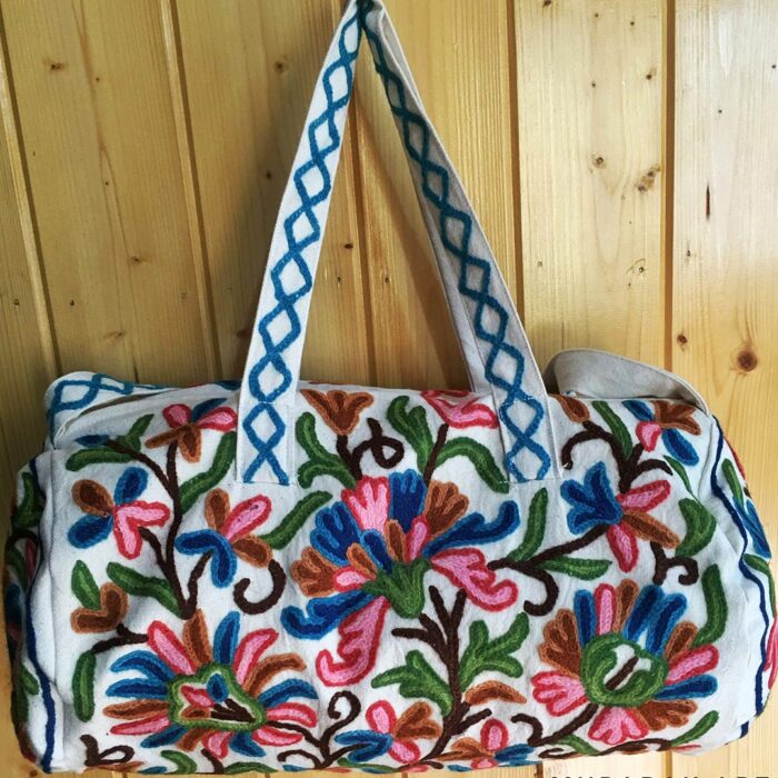 Kashmiri Crewel Embroidery Travel Bag | Medium