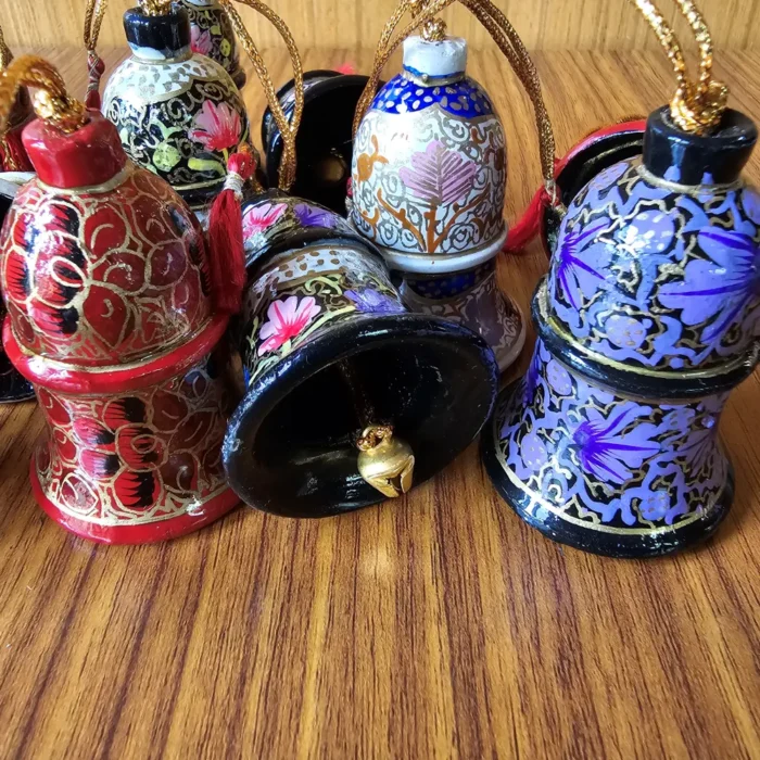 Paper Mache Hanging Bells - 2inch (Set of 6) - Image 2