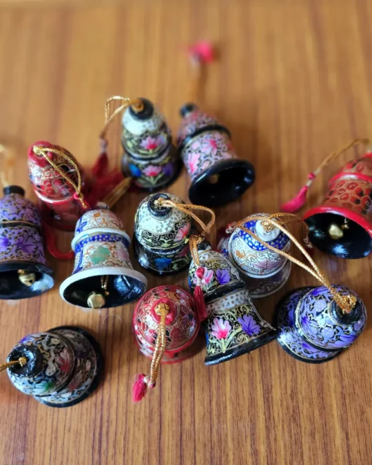Paper Mache Hanging Bells - 2inch (Set of 6)