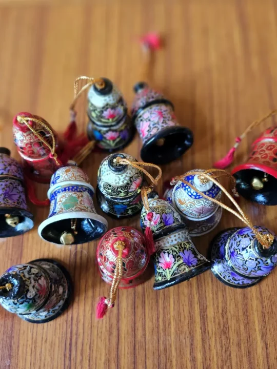 Paper Mache Hanging Bells - 2inch (Set of 6)