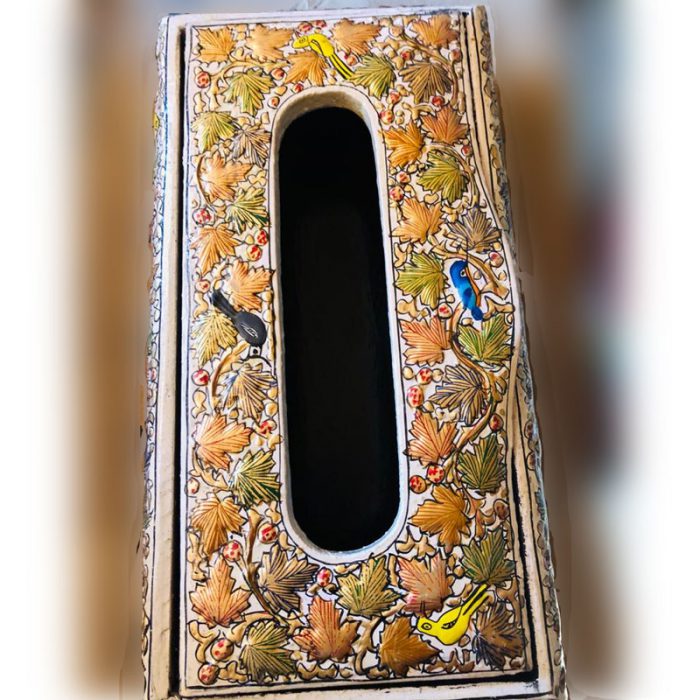 Wood Tissue Box with Handwork - Image 2