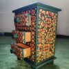 Hand Painted Green and Yellow Accessory Box with 3 Drawers