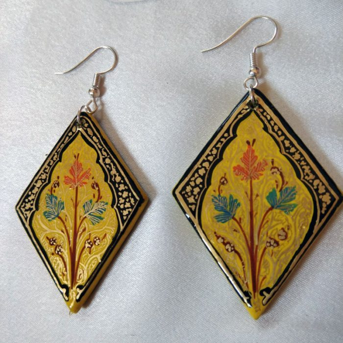 Yellow Paper Mache Ear Rings