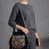 Black Embroidered Crossbody Sling Bag for Women with Zip – Handmade Crewel Work Bag from Kashmir