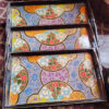 3 Wood Serving Trays With Hand work