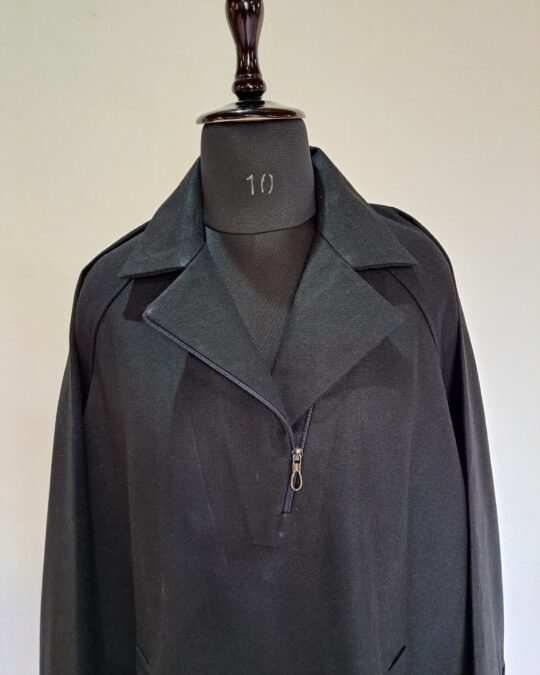 Kashmiri Men Black Pheran - Custom Coat Style | Double Neck Zip Collar