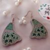 Green Paper Mache Ear Rings