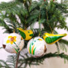 White Yellow Christmas Paper Mache Decorations