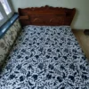 White Bedsheet with Black Crewel Embroidery