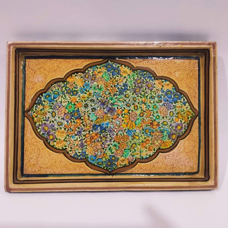 Kashmiri Art Papier Mache Tray - Image 3