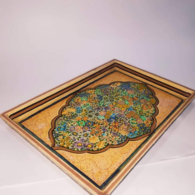 Kashmiri Art Papier Mache Tray - Image 2
