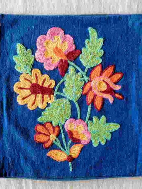 Blue base with Flower design Cushion cover