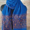 Blue Soft Wool Stole with Intricate Sozni Hand Embroidery