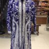 Royal Blue Pure Woolen Jacket White in Aari Work