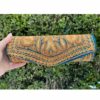 Bottle-Green Clutch With Golden Tilla