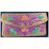 Pure Design Brown Tic Tac Wallet With Crewel Embroidery