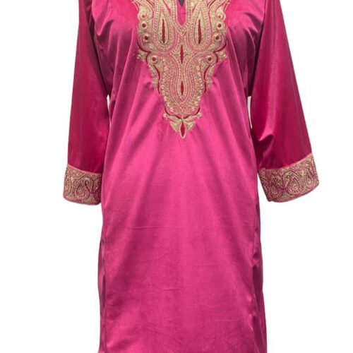 Magenta Velvet Tillawork Pheran