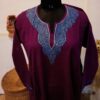 Purple Pure Raffal Pheran in beautiful Sozni Hand Embroidery