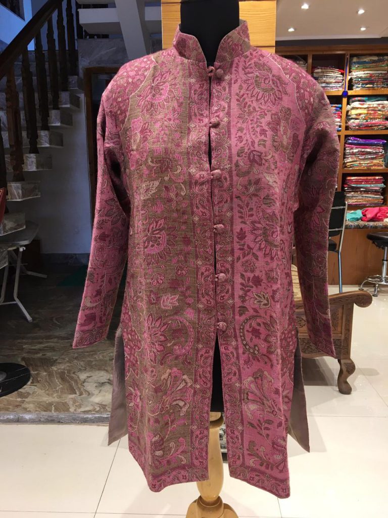 Mauve Pure Woolen Jacket in Aari Work
