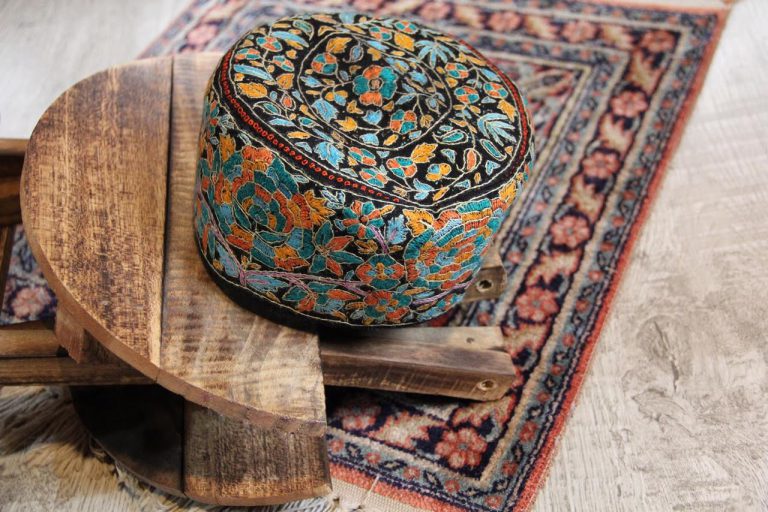 Elegant Pure Pashmina Cap in Sozni Handwork