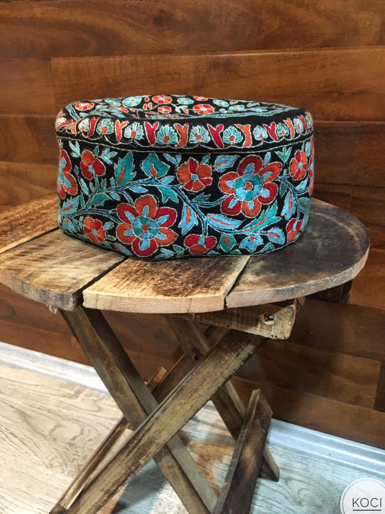 Aqua Pure Pashmina Cap in Sozni Handwork