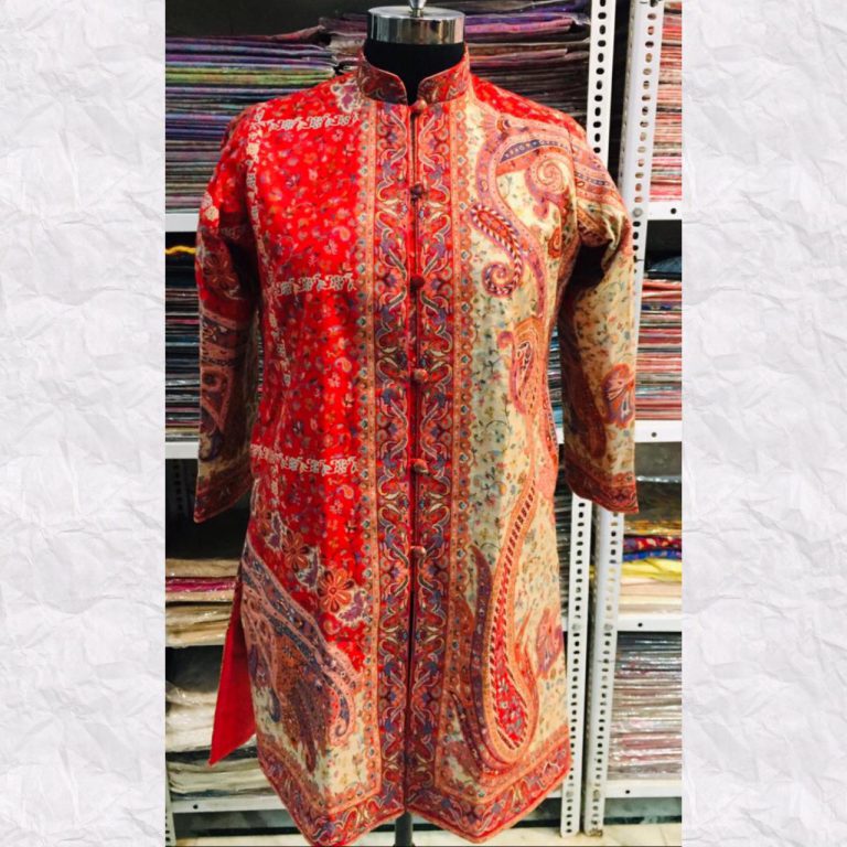Pure Woolen Winter Jacket with Kashmiri Kaani Design