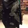 Black Semi Pashmina Jali Stole in Sozni Handwork