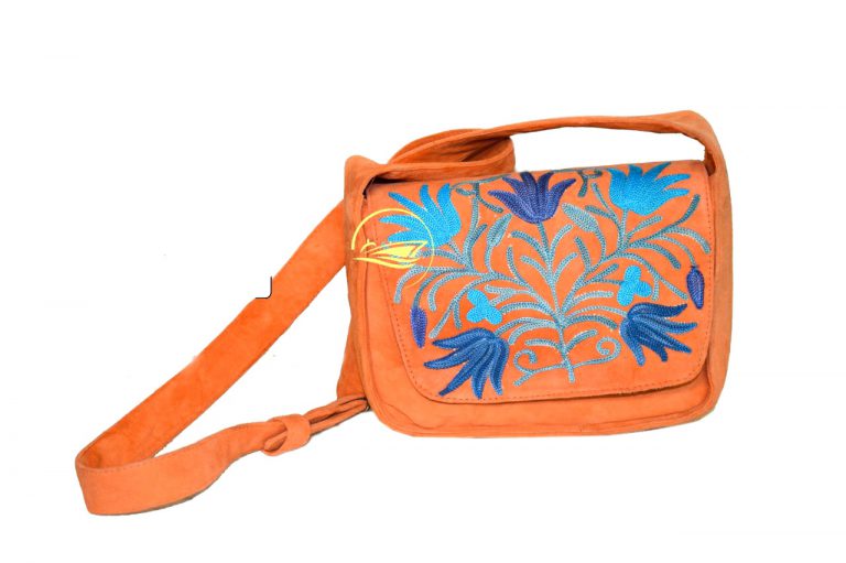 Suede Handbag with embroidery