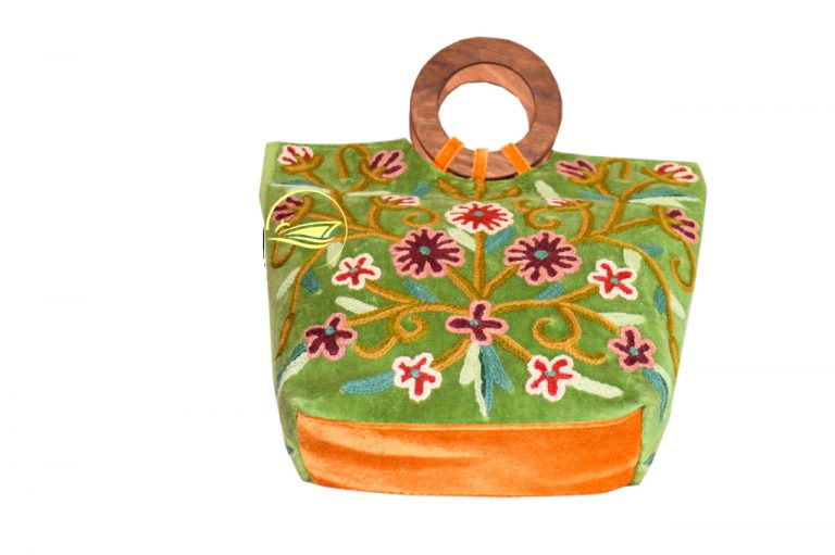 Velvet Handbag with Embroidery Done