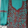 Ice Blue Poly Wool Suit With Ari Hand Work With Allover Design and Stole
