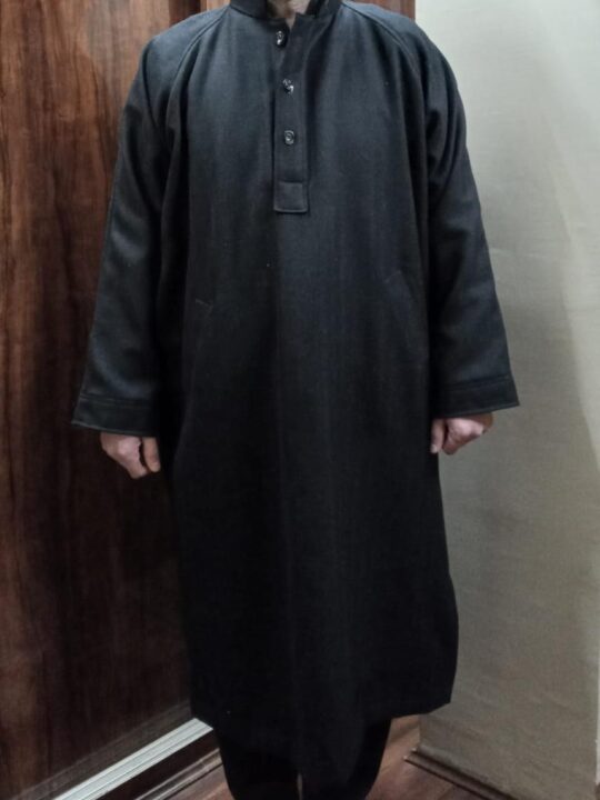 Black Mens Tweed Wool Pheran