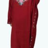 Red Pure Wool Pheran With Hand Aari Embroidery