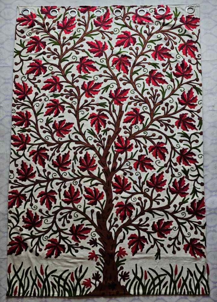 Redish Chinar leaf Crewel Curtain - Image 2