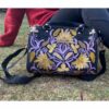 Suede Handbag Cum Sling With Crewel Embroidery