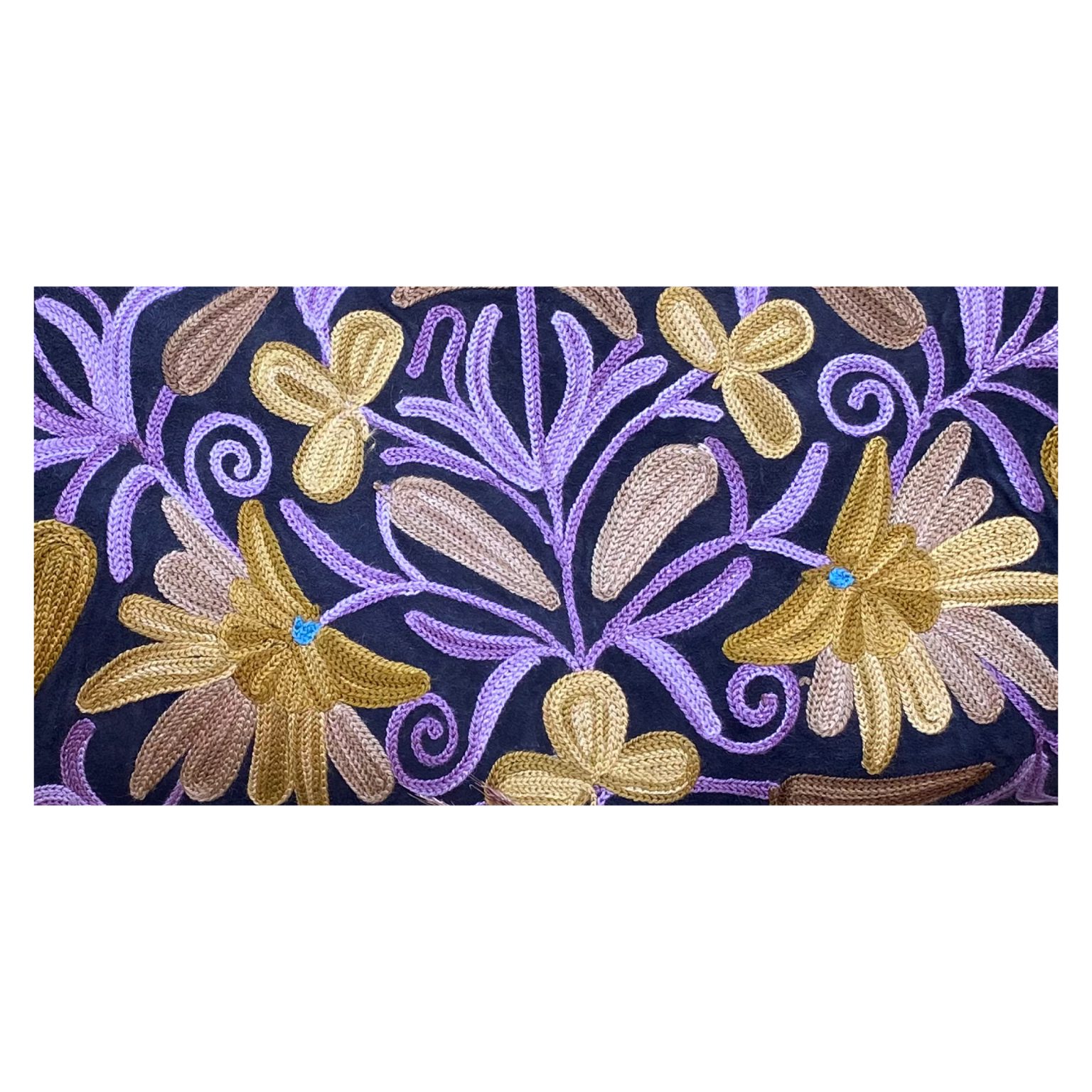 Suede Handbag Cum Sling With Crewel Embroidery - Image 4