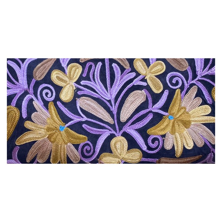 Suede Handbag Cum Sling With Crewel Embroidery - Image 4