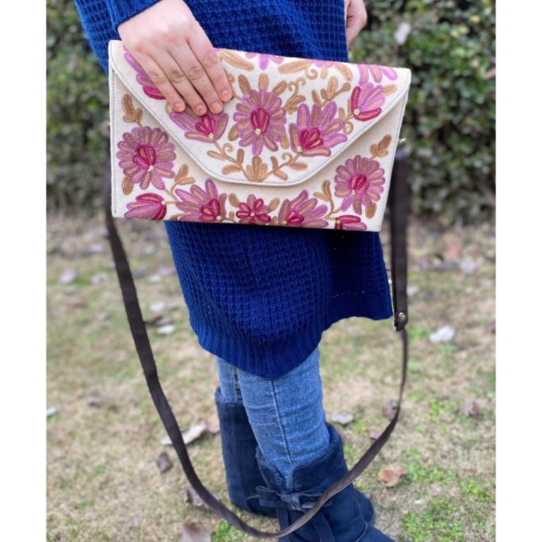 Pink Velvet Sling With Crewel Embroidery - Image 2