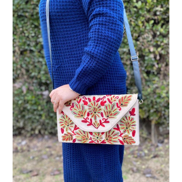 Velvet Sling With Crewel Embroidery
