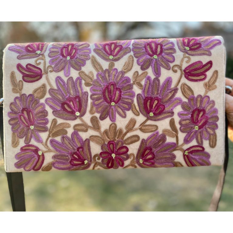 Pink Velvet Sling With Crewel Embroidery - Image 3