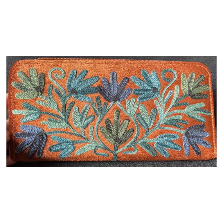 Sling Zip Velvet Wallet With Crewel Emdroidery - Image 3